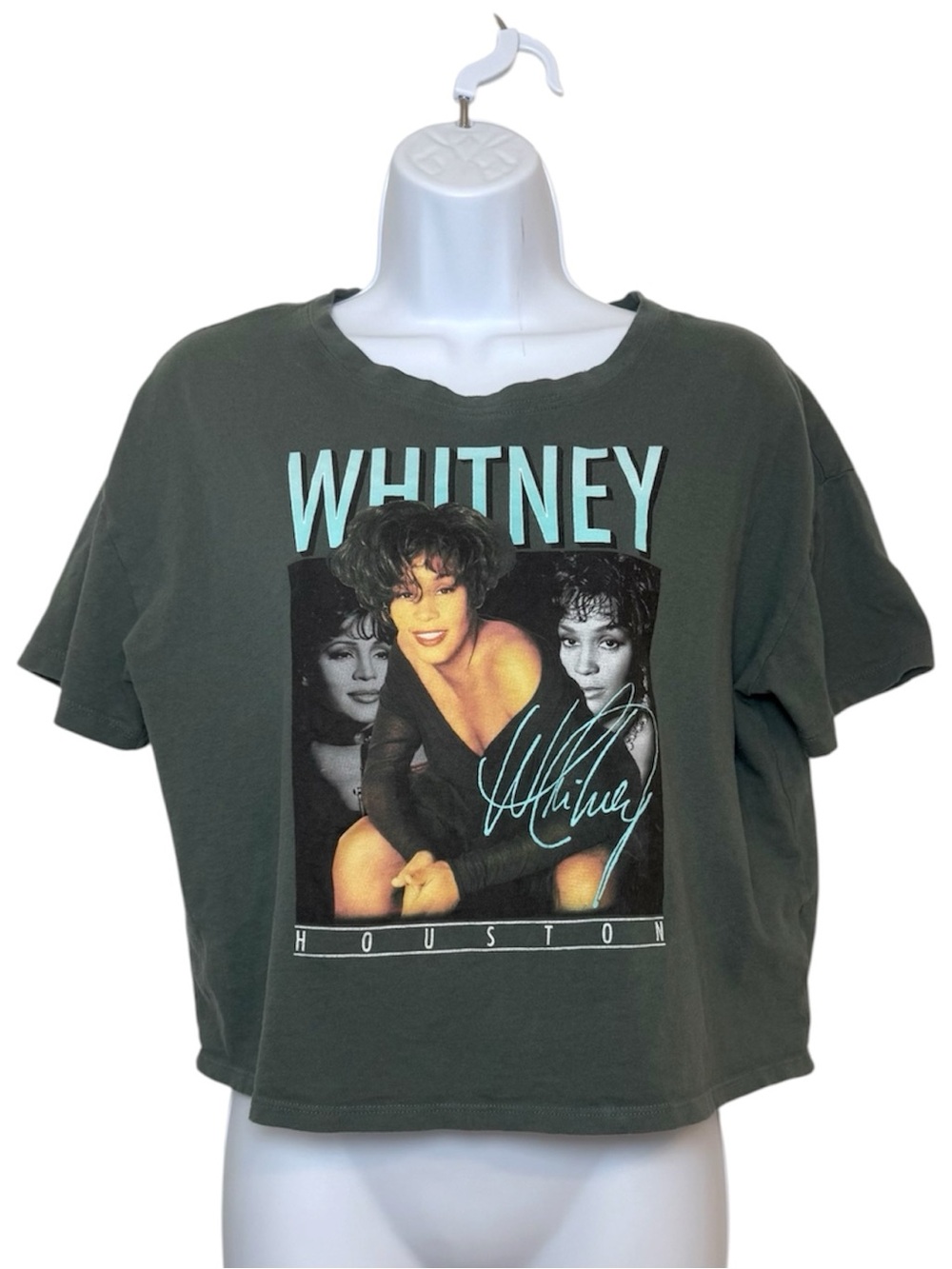 Old Navy Whitney Houston Graphic Crop Tee Gray Band T-Shirt Size Medium